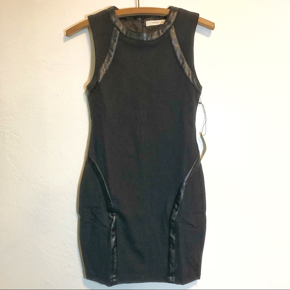 Capulet Revolve Faux Leather Trim Mini Dress XS NEW